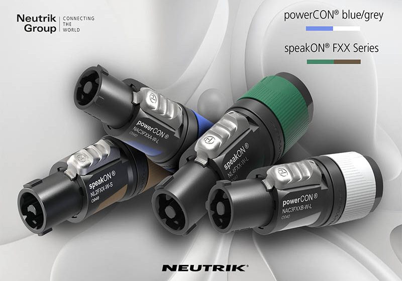  Neutrik presenta nuevos y revolucionarios conectores de cable powerCON® azul/gris y speakON® de la serie XX