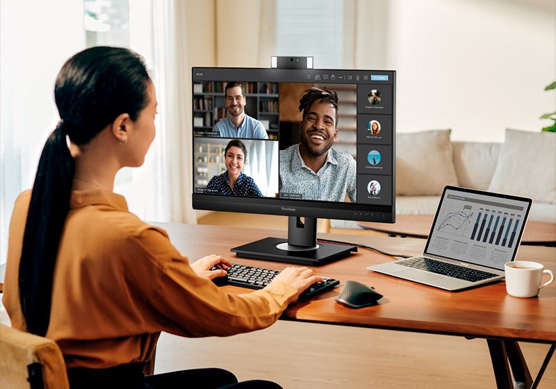  ViewSonic presenta monitores premium con cámara web emergente para videoconferencia
